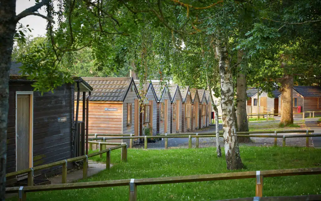 Wooden cabins in the Little Canada adventure centre