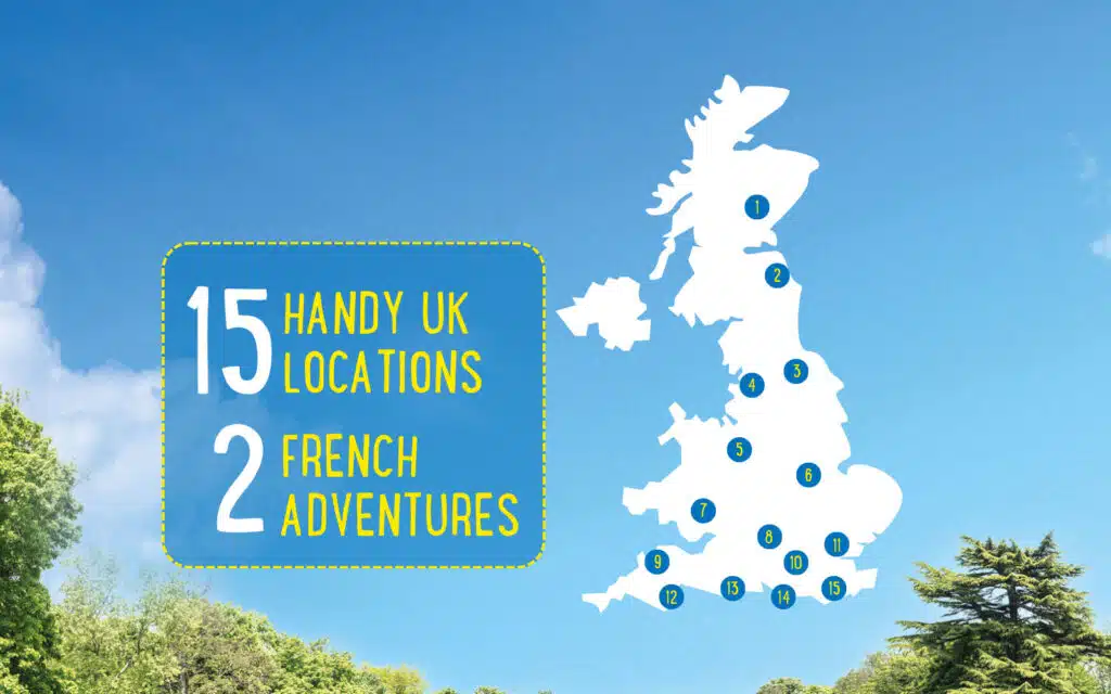 5 UK locations and 2 French adventures