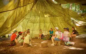 Group in shelter