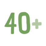 The image shows the number "40" followed by a plus sign, written in green text.