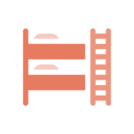 Icon of a bunk bed with two beds and a ladder on the right side.