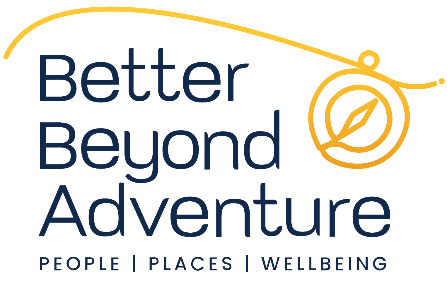 Better Beyond Adventure logo featuring the text 'People | Places | Wellbeing' and a minimalist compass design.