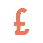 Illustration of a red British pound sterling currency symbol (£) on a white background.