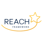 Logo of the REACH Framework featuring the word "REACH" in navy blue text, with "FRAMEWORK" underneath, and a stylized yellow star connected by a swooping line.
