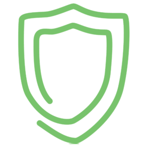A simple green outline of a shield on a green background.
