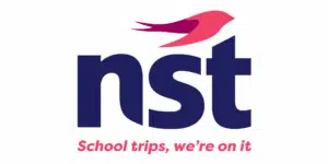 Logo with bold navy letters 