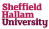 The Sheffield Hallam University logo features the name in bold maroon text on a white background, reflecting the university's vibrant and multi-activity campus environment.