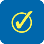 A yellow check mark inside a yellow circle on a blue background symbolizes multi-activity approval or confirmation.
