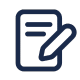 Icon of a paper or document with two horizontal lines and a pencil drawing on it, representing writing or editing.