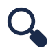 A simple dark blue magnifying glass icon on a light grey background.