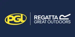 PGL and Regatta Great Outdoors logos on a dark blue background, separated by a vertical line.
