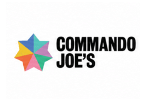 Commando Joe’s logo with a six-pointed multicoloured star to the left of the bold black text “COMMANDO JOE’S” on a white background.