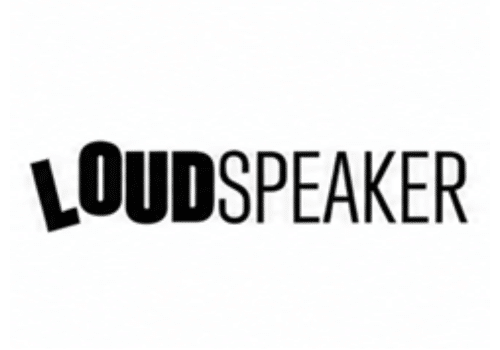 The word “LOUDSPEAKER” in black text, with “LOUD” bolded and larger, emphasising the word within the term.